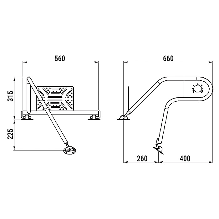 Стойка рулевая с креплением на баллон надувной лодки 25мм в Пензе