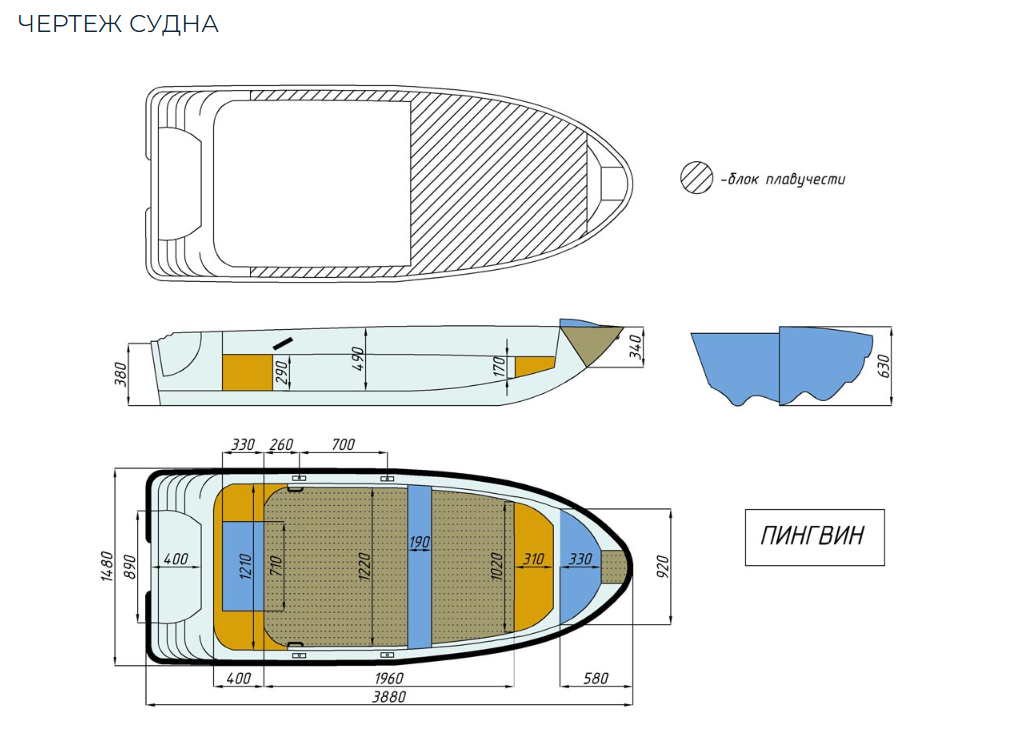 Стеклопластиковая лодка Пингвин (тримаран) в Пензе